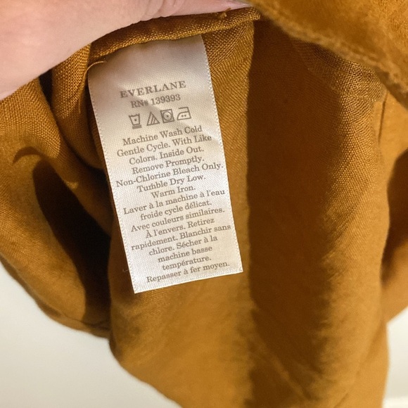 NWT Everlane 100% Linen The Apron Dress Mustard Spice size Large - Picture 9 of 10